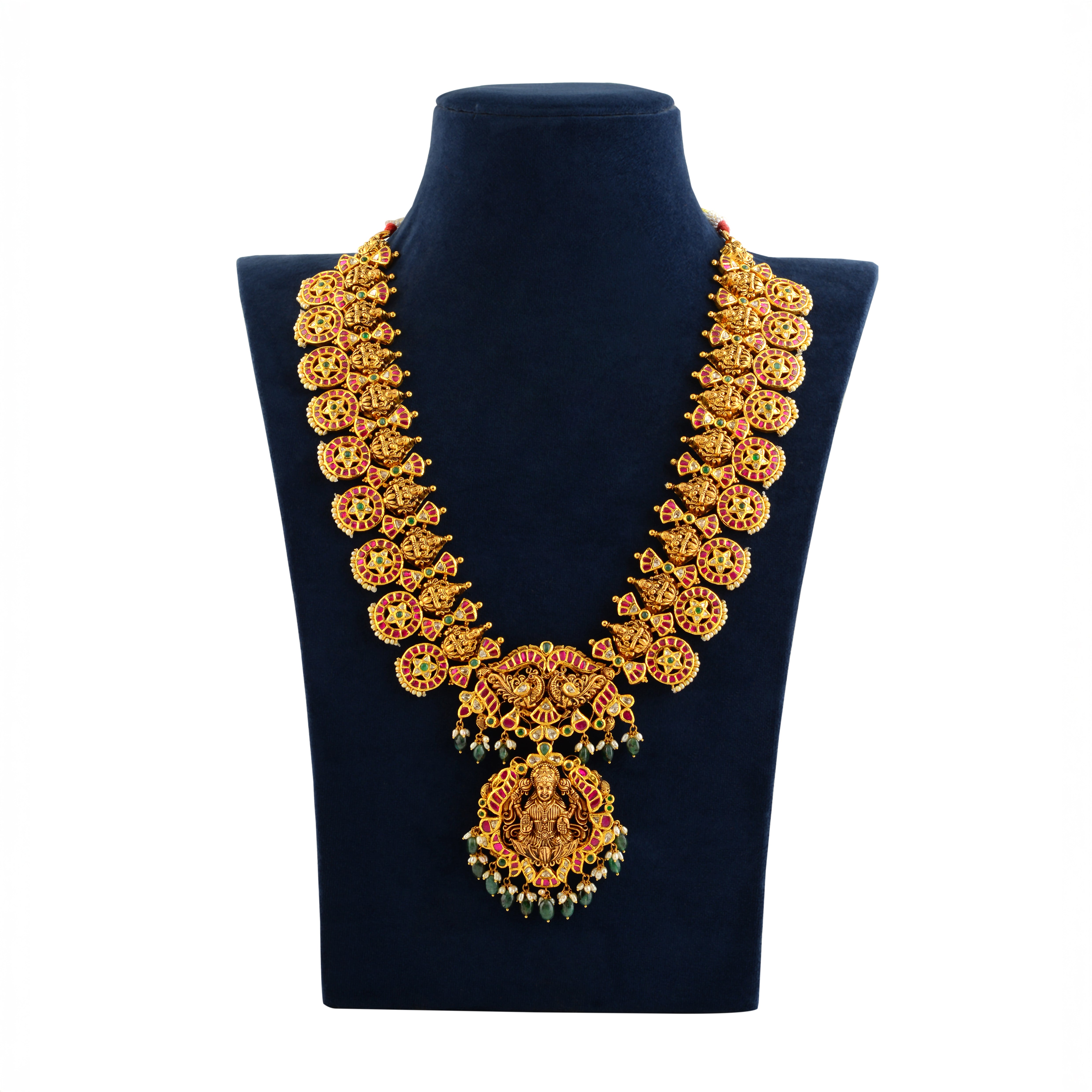 22K Gold Kundan Lakshmi Devi Necklace – Traditional Temple Jewelry